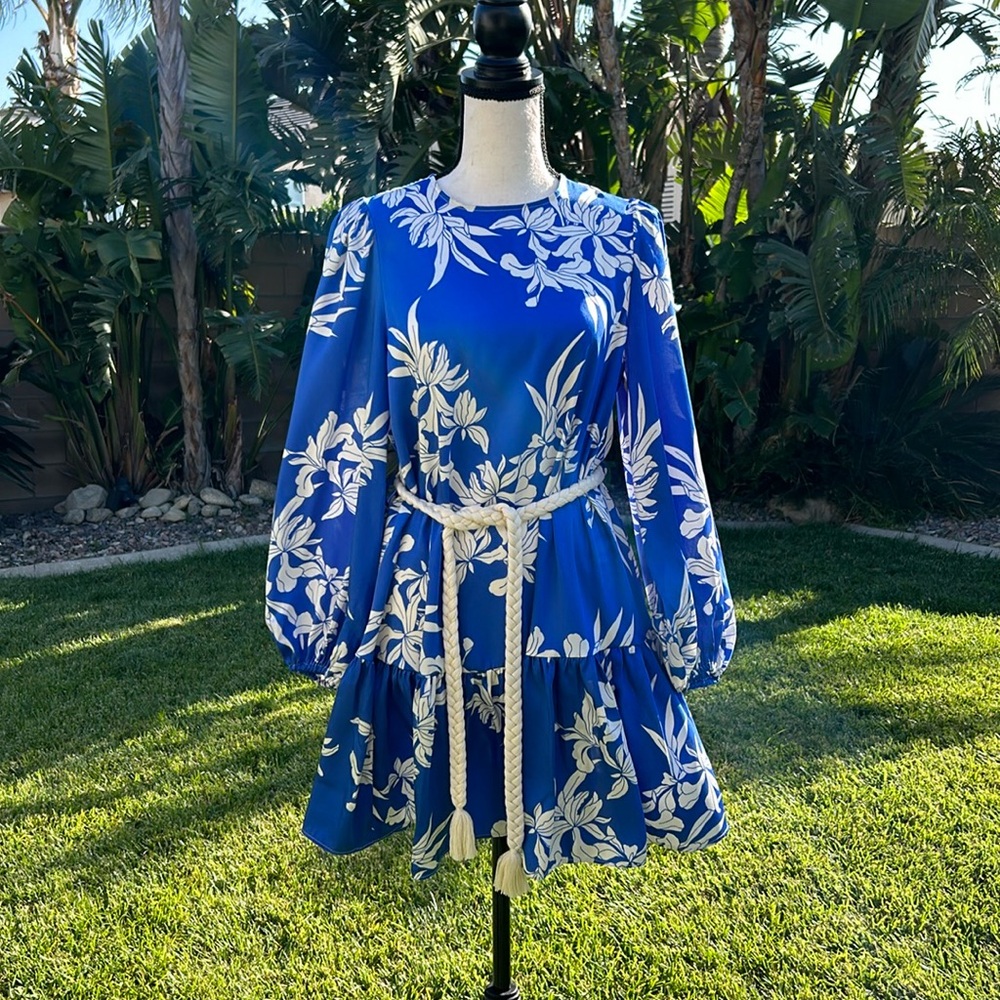 Alexis X Target Blue Floral Rope Dress size small, NWOT